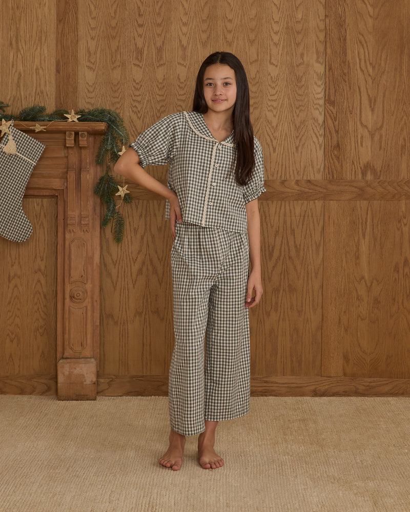 Ruffle Pajamas || Evergreen Gingham - Teen