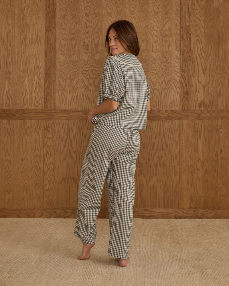 Women's Ruffle Pajamas || Evergreen Gingham