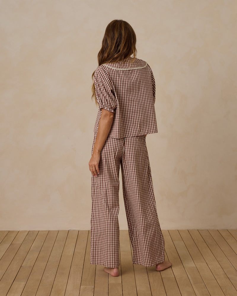 Women's Ruffle Pajamas || Brick Gingham