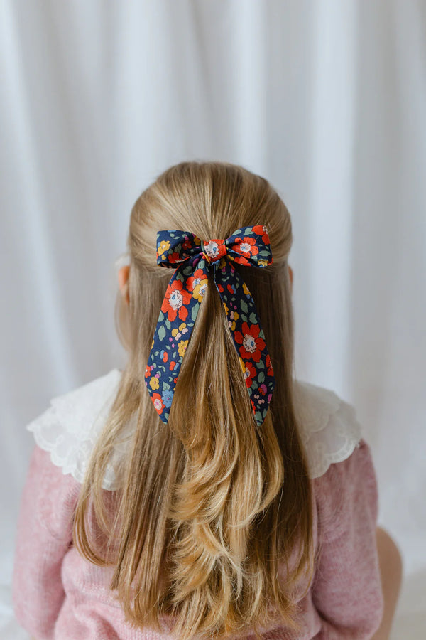 Long Tail Liberty Fabric Hair Bow | Betsy Meadow