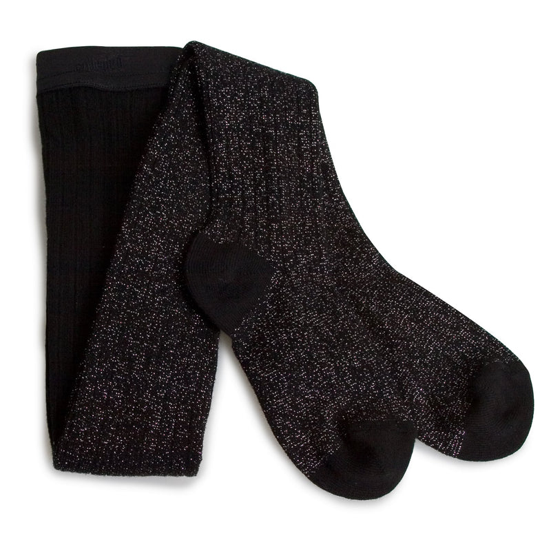 Amélie Glittery Tights | Noir de Charbon (Black), , Collégien - All The Little Bows