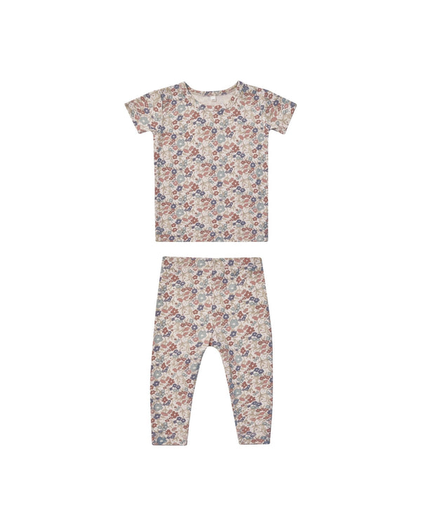 Bamboo Short Sleeve Pajama Set || Bloom, Baby / Toddler Girls Pajamas, Quincy Mae - All The Little Bows