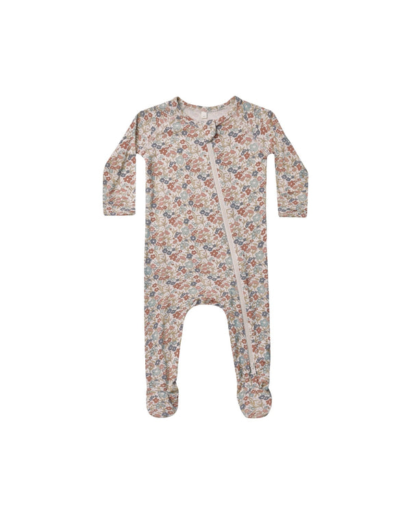 Bamboo Zip Footie || Bloom, Baby Girl Pajama Sleeper, Quincy Mae - All The Little Bows