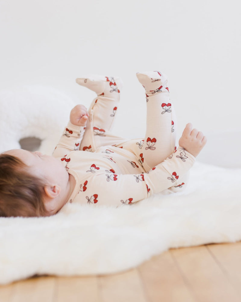 Bamboo Zip Footie || Mon Amour, Baby / Toddler Girls Pajamas, Quincy Mae - All The Little Bows
