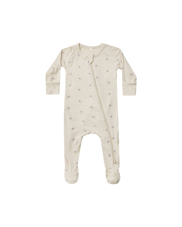 Bamboo Zip Footie || Sweet Pea, Baby Girl Pajama Sleeper, Quincy Mae - All The Little Bows