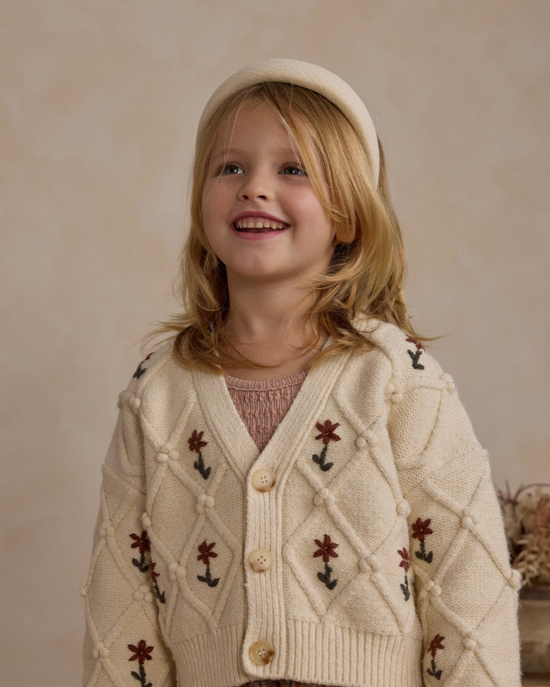 Boxy Cardigan || Winter Floral Embroidery, Girls Sweater, Rylee + Cru - All The Little Bows