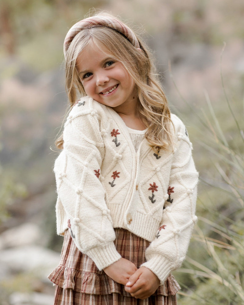 Boxy Cardigan || Winter Floral Embroidery, Girls Sweater, Rylee + Cru - All The Little Bows
