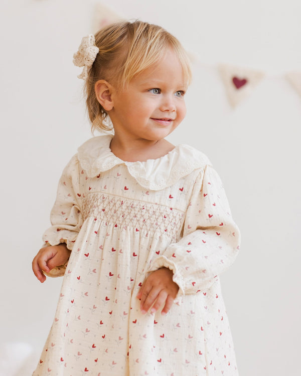 Callie Dress || Heart Ditsy, Baby / Toddler Girls Dress, Quincy Mae - All The Little Bows