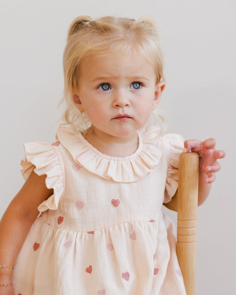 Charlotte Dress || Heart Embroidery, Baby / Toddler Girls Dress, Quincy Mae - All The Little Bows