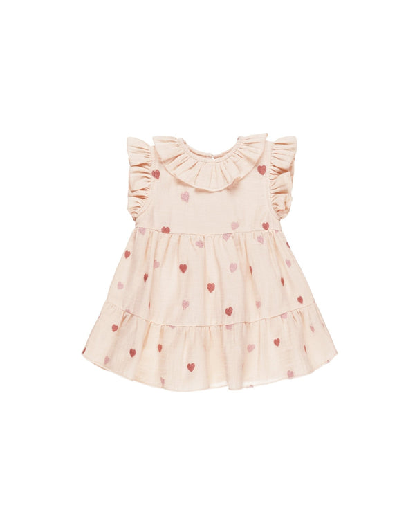 Charlotte Dress || Heart Embroidery, Baby / Toddler Girls Dress, Quincy Mae - All The Little Bows