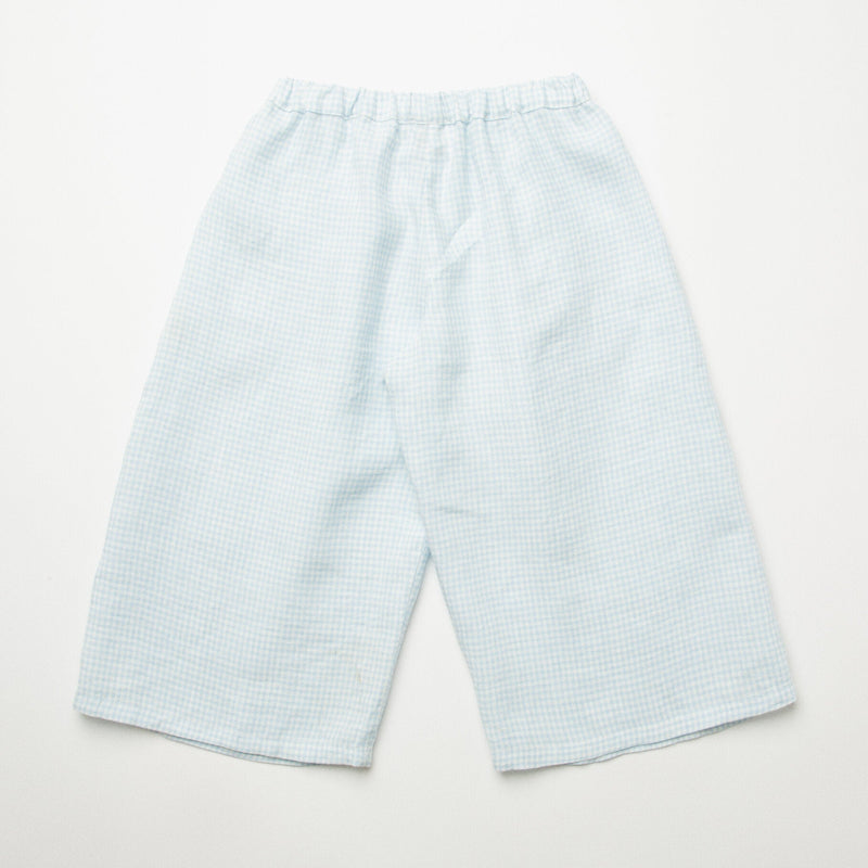 Chess Trousers | Baby Blue & Milk Mini Check Linen, , Nellie Quats - All The Little Bows