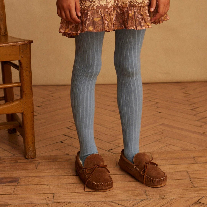 Collégien x Apolina Louise Ribbed Tights | Bleu Azur, , Collégien - All The Little Bows