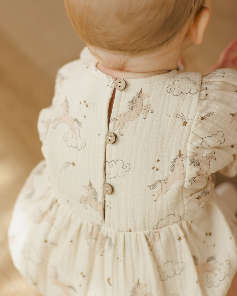 Cosette Romper || Unicorns, Baby / Toddler Girls Romper, Quincy Mae - All The Little Bows