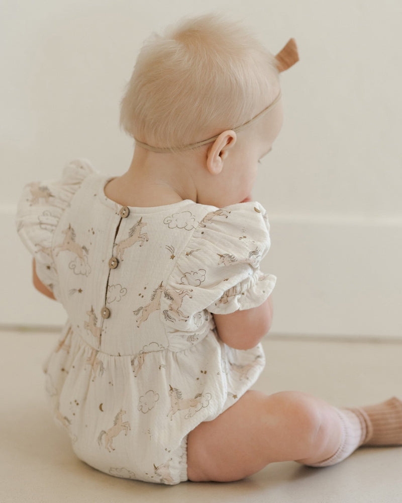 Cosette Romper || Unicorns, Baby / Toddler Girls Romper, Quincy Mae - All The Little Bows