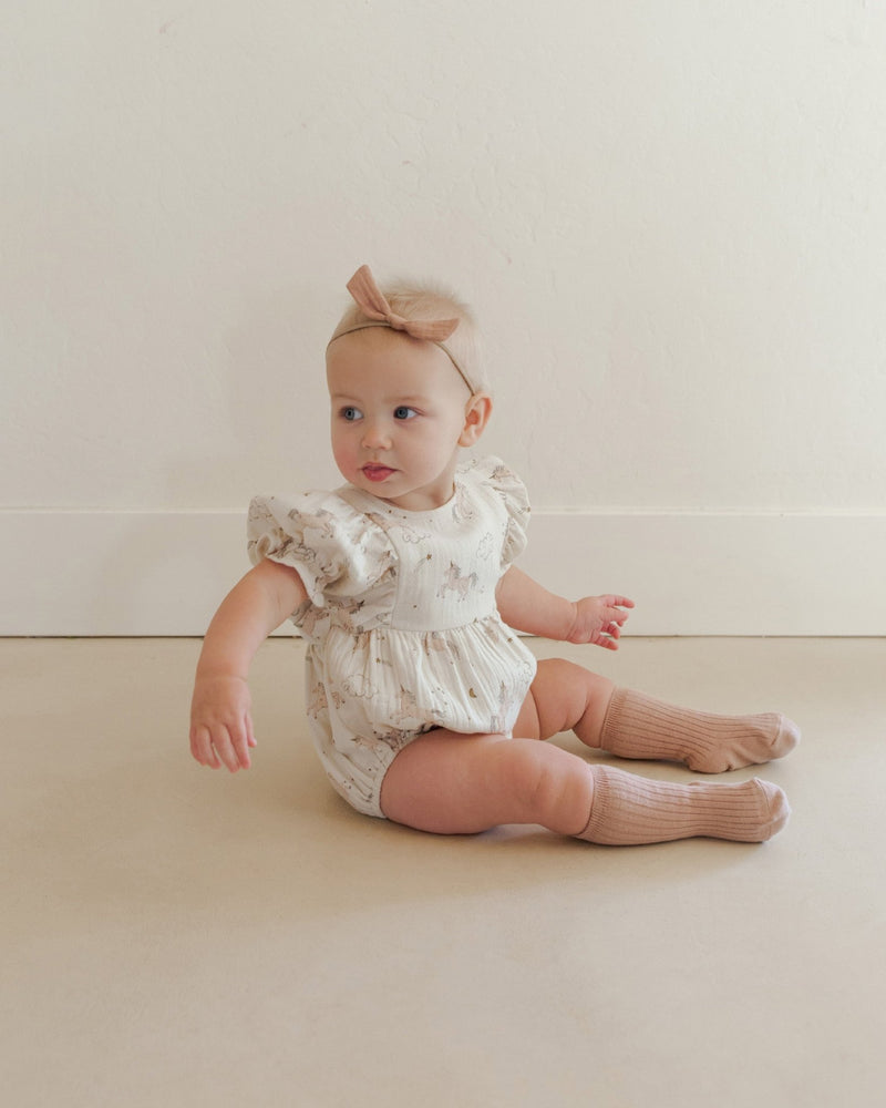 Cosette Romper || Unicorns, Baby / Toddler Girls Romper, Quincy Mae - All The Little Bows