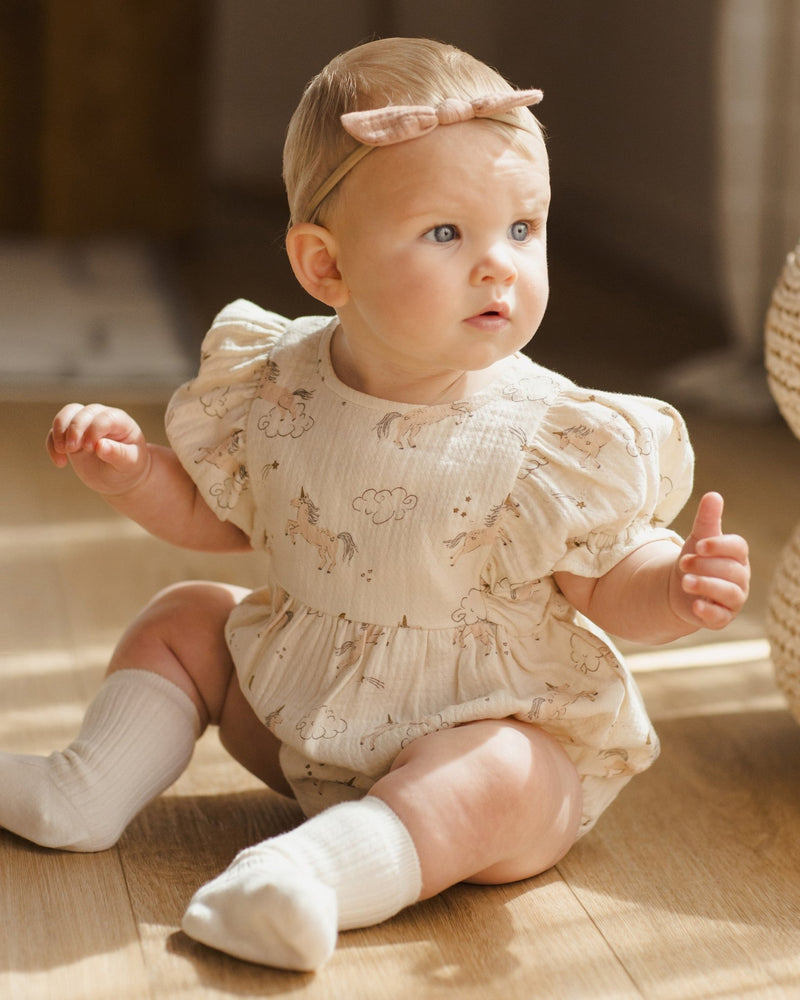 Cosette Romper || Unicorns, Baby / Toddler Girls Romper, Quincy Mae - All The Little Bows
