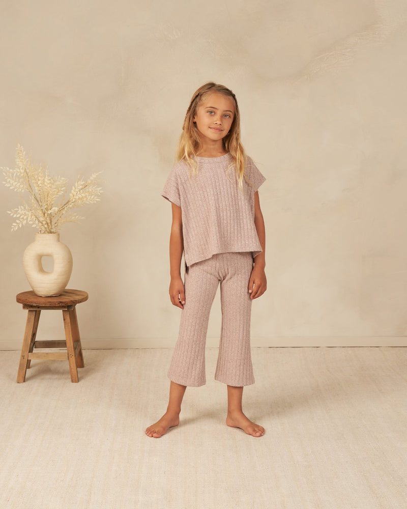 Cozy Rib Knit Set || Heathered Mauve, , Rylee + Cru - All The Little Bows
