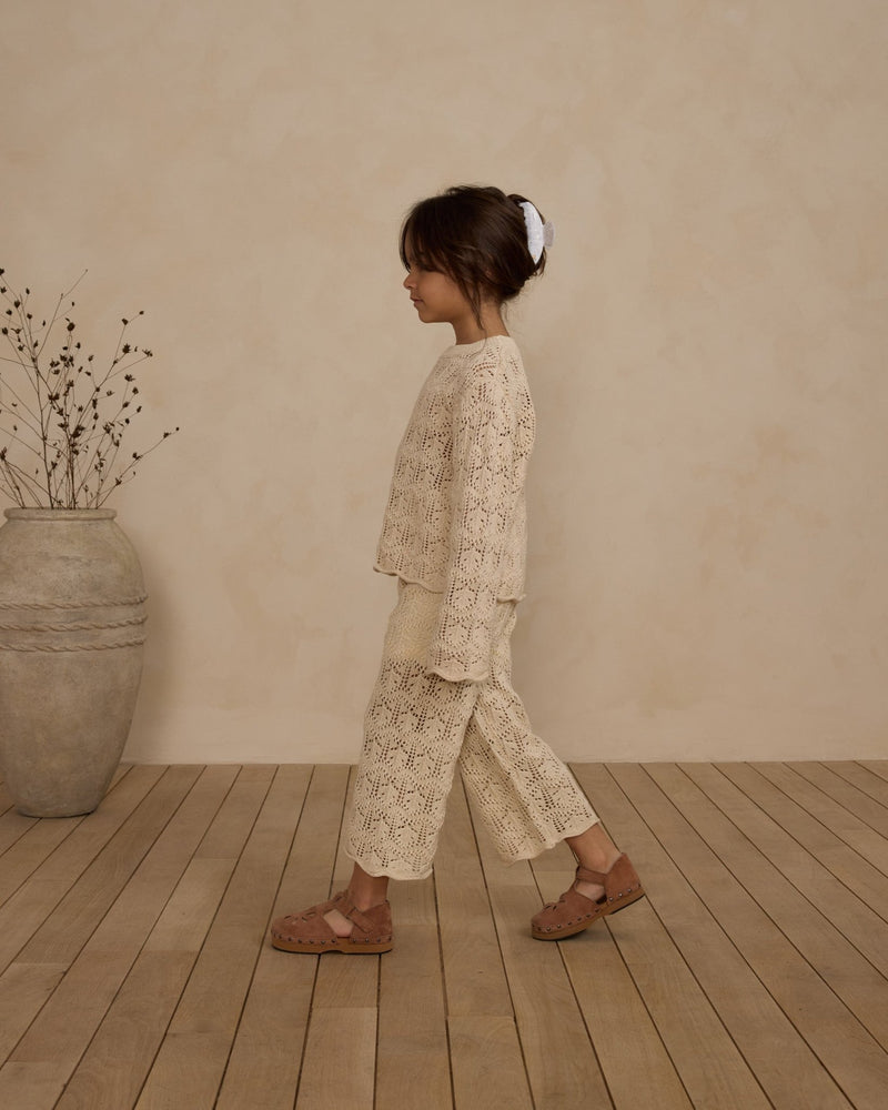 Crochet Knit Pant || Natural, Girls Pant, Rylee + Cru - All The Little Bows