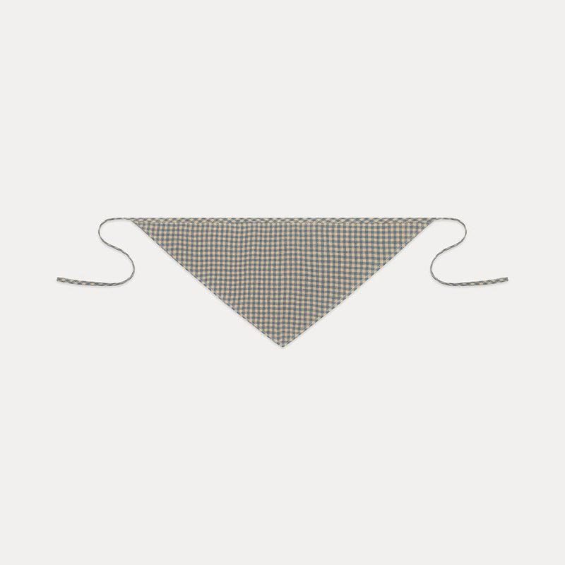 Daphne Headscarf | Cornflower Blue & Hay Check Linen, , Nellie Quats - All The Little Bows