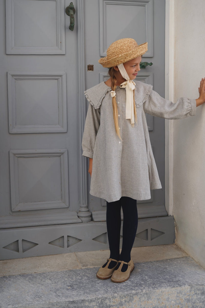 Eloise Dress | Dove Houndstooth, Girls Dress, House of Paloma - All The Little Bows