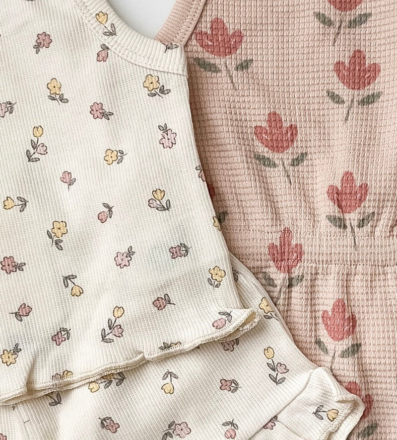 Evie Tank + Shortie Set || Fleur, Baby / Toddler Girls Set, Quincy Mae - All The Little Bows