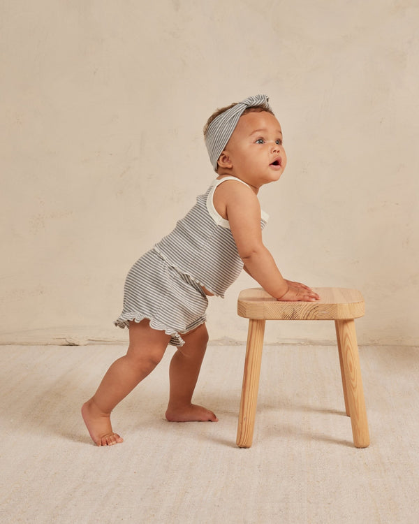 Evie Tank + Shortie Set || Lagoon Micro Stripe, Baby / Toddler Girls Set, Quincy Mae - All The Little Bows