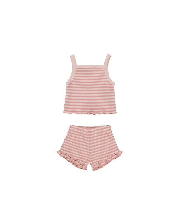 Evie Tank + Shortie Set || Pink Stripe, Baby / Toddler Girls Set, Quincy Mae - All The Little Bows