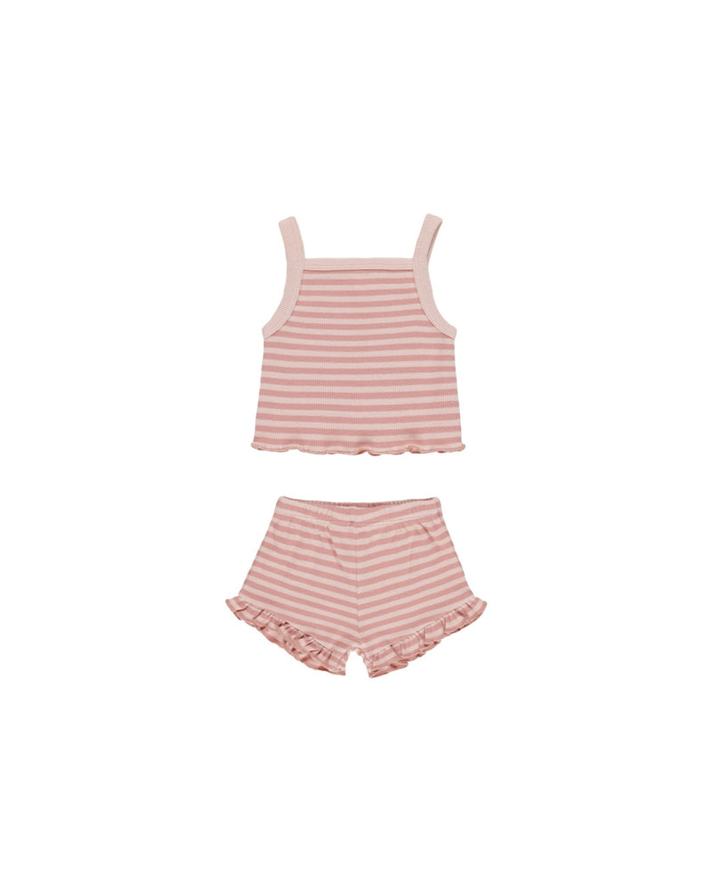Evie Tank + Shortie Set || Pink Stripe, Baby / Toddler Girls Set, Quincy Mae - All The Little Bows