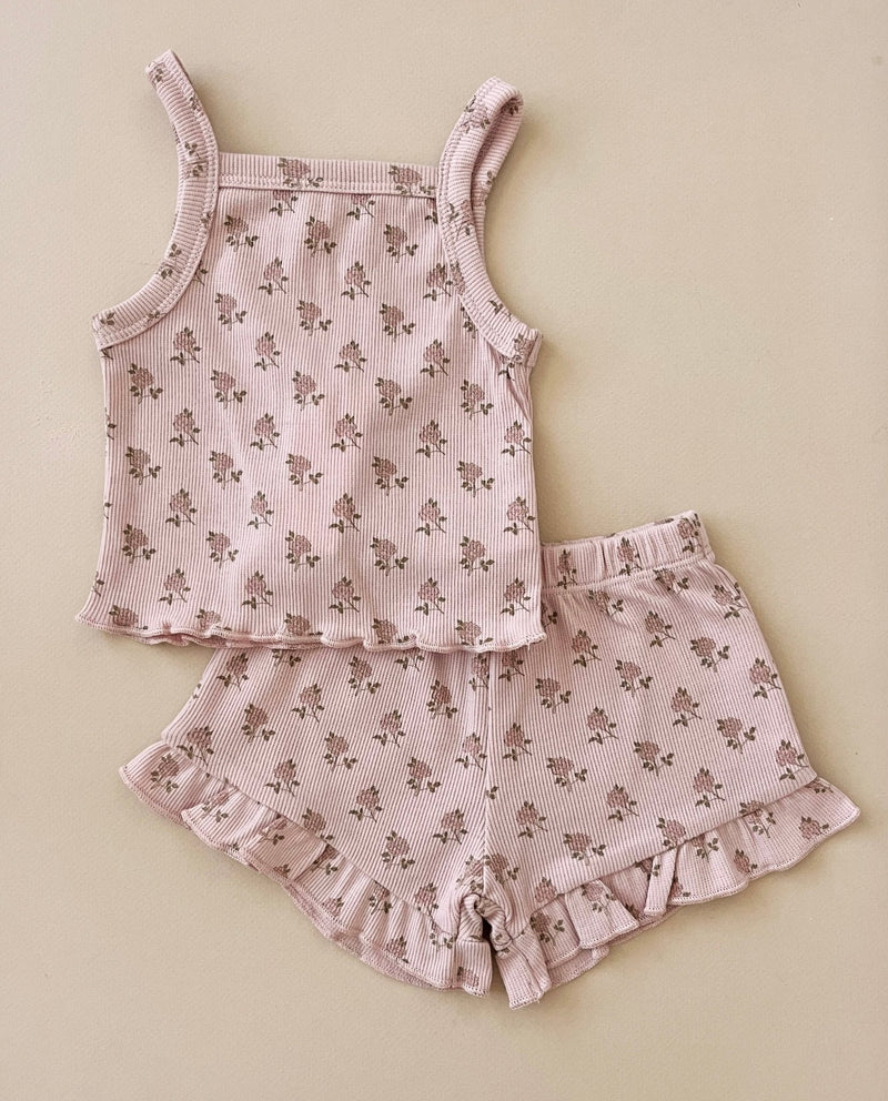 Evie Tank + Shortie Set || Roses, Baby / Toddler Girls Set, Quincy Mae - All The Little Bows