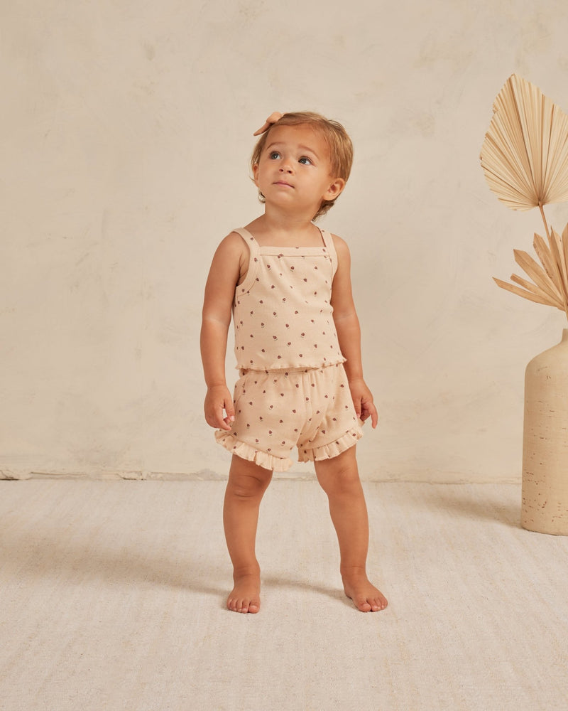 Evie Tank + Shortie Set || Strawberries, Baby / Toddler Girls Set, Quincy Mae - All The Little Bows