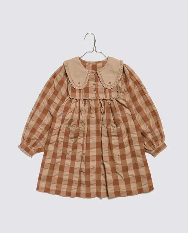 Lottie Dress || Seersucker Gingham in Russet