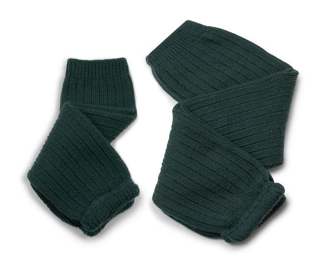 Hélène Ribbed Merino Wool Leg Warmers | Vert Forêt, , Collégien - All The Little Bows
