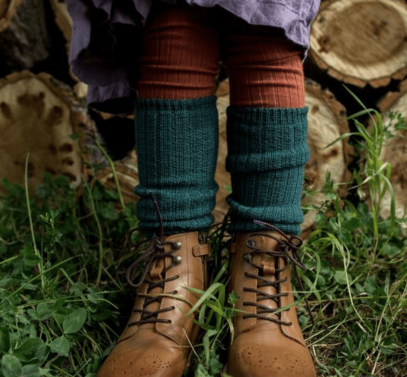 Hélène Ribbed Merino Wool Leg Warmers | Vert Forêt, , Collégien - All The Little Bows