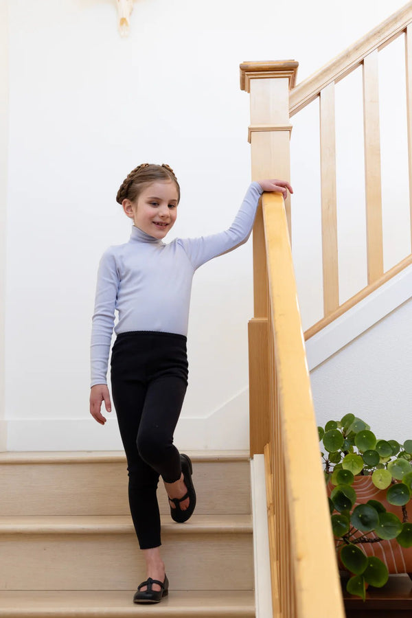 Pima Snap Turtleneck | Heather, Girls T Shirt, Iver & Isla - All The Little Bows