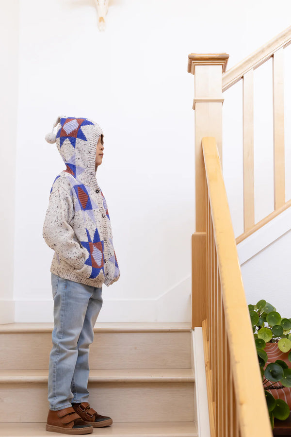 Patchwork Quilt Hooded Jacket | Cobalt