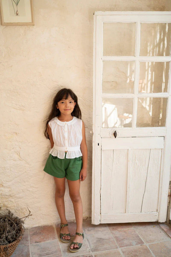Lali - Begonia Shorts | Green, Girls Linen Shorts, Lali - All The Little Bows