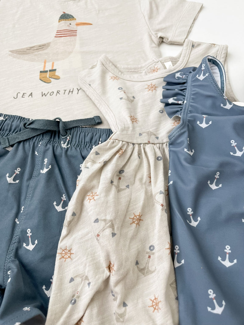 Layla Dress || Anchors, Girls Cotton Summer Dress, Rylee + Cru - All The Little Bows