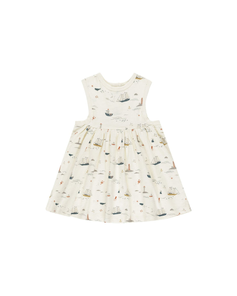 Layla Dress || Nautical, Girls Cotton Summer Dress, Rylee + Cru - All The Little Bows