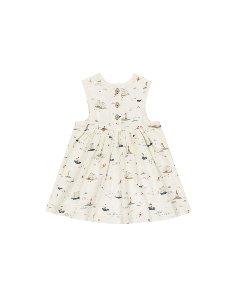 Layla Dress || Nautical, Girls Cotton Summer Dress, Rylee + Cru - All The Little Bows