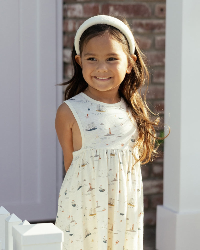 Layla Dress || Nautical, Girls Cotton Summer Dress, Rylee + Cru - All The Little Bows