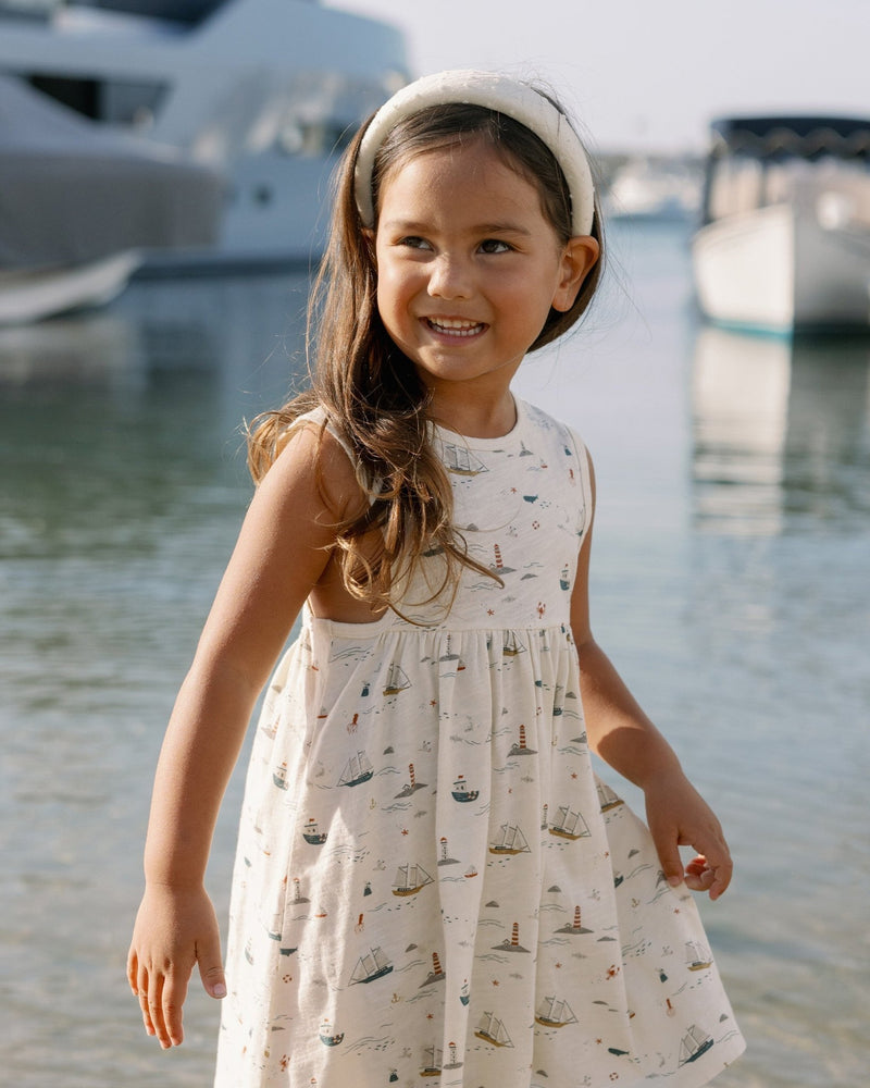 Layla Dress || Nautical, Girls Cotton Summer Dress, Rylee + Cru - All The Little Bows