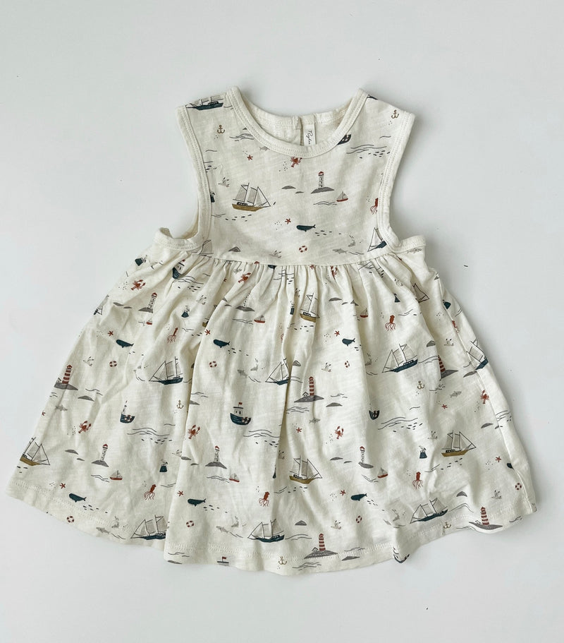Layla Dress || Nautical, Girls Cotton Summer Dress, Rylee + Cru - All The Little Bows