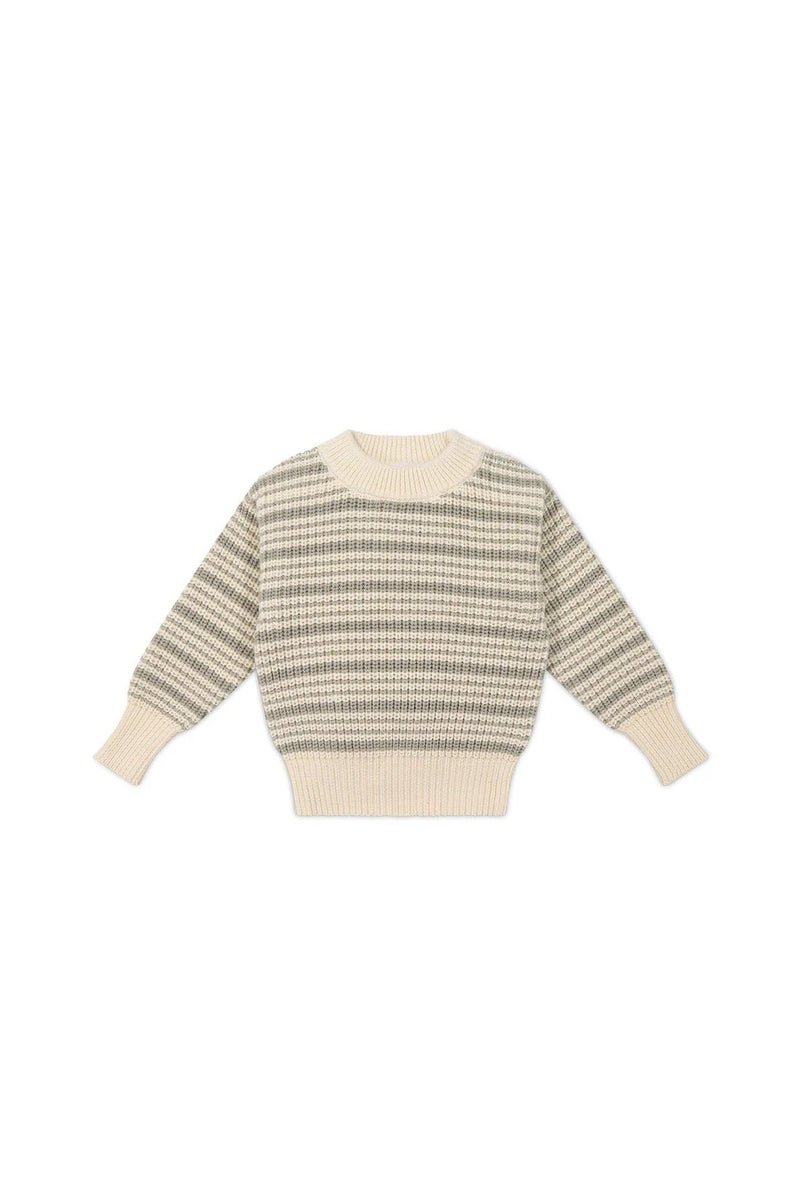 Leon Jumper - Harvest Stripe Moss/Cassava, Boys Sweater, Jamie Kay - All The Little Bows