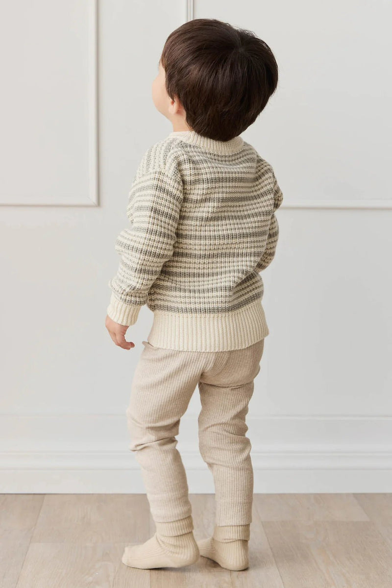 Leon Jumper - Harvest Stripe Moss/Cassava, Boys Sweater, Jamie Kay - All The Little Bows