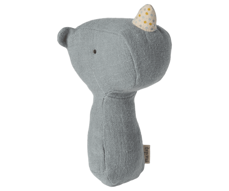 Lullaby friends, Rhino rattle - Dusty blue, TOY, Maileg USA - All The Little Bows