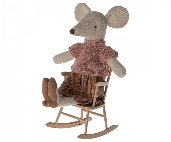 Maileg | Rocking Chair, Mouse - Dark Powder, Toys, Maileg - All The Little Bows
