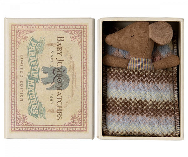 Maileg | Sleepy/Wakey Baby Mouse in Matchbox, Rose, , Maileg - All The Little Bows