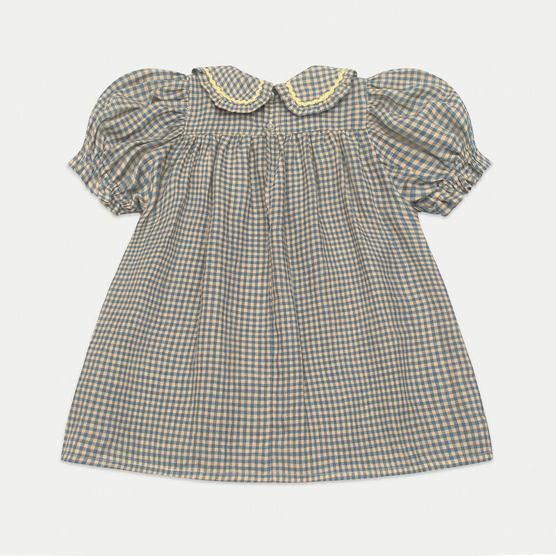 Marbles Dress in Cornflower Blue & Hay Check Linen Marbles Dress in Cornflower Blue & Hay Check Linen