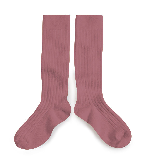 Collegien La Haute Ribbed Knee Socks | Raisin Rose