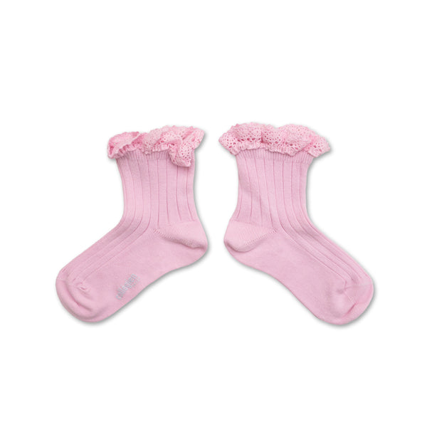 Collégien Lili Lace Ruffle Ankle Socks | Rose Dragée